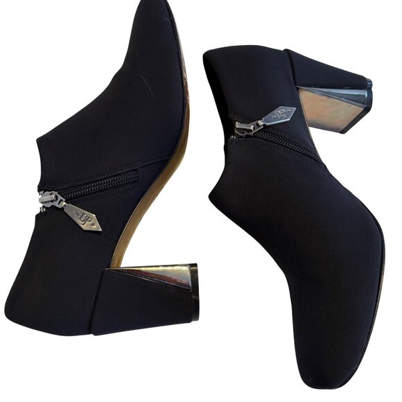 9 N Donald Pliner Chelsie Black Pump Booties Shoes Mirror Block Heel - Picture 9 of 12